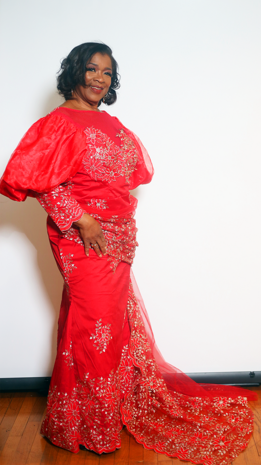 Woman silk dress Color:Red