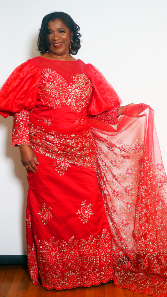 Woman silk dress Color:Red