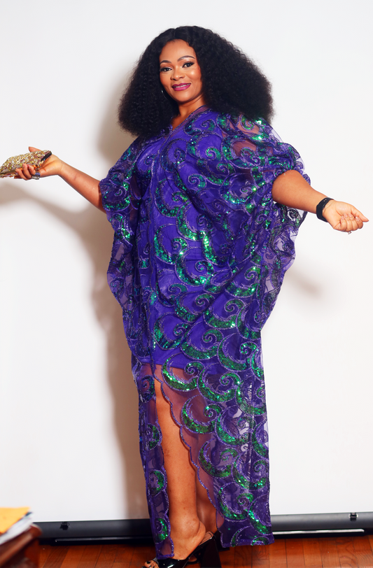 Long free dress bubu Color: Purple/green