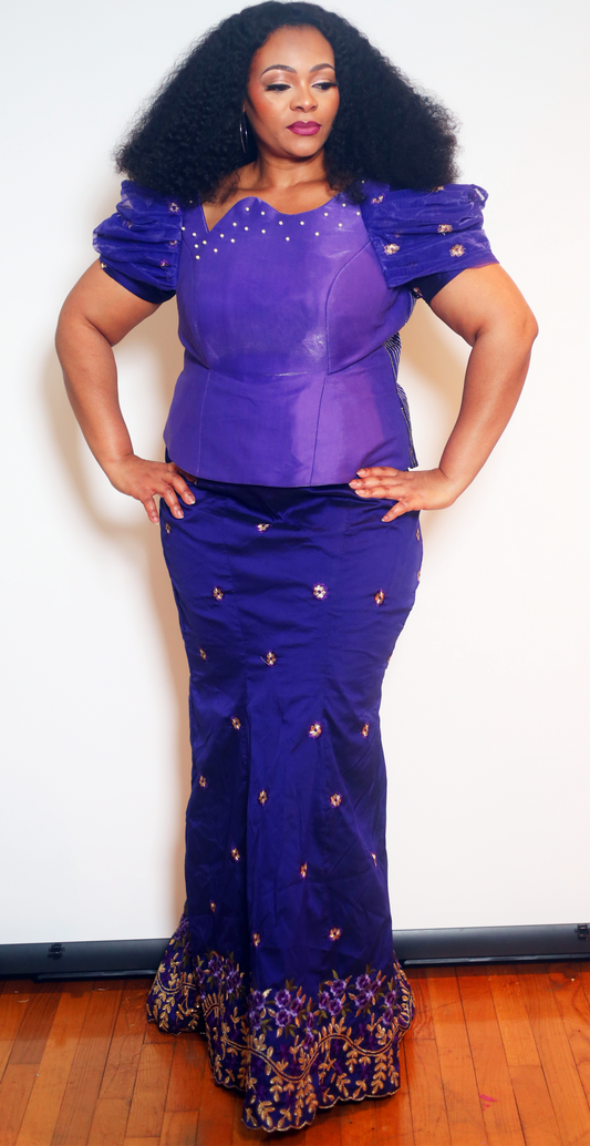 2pc Silk dress Color: purple