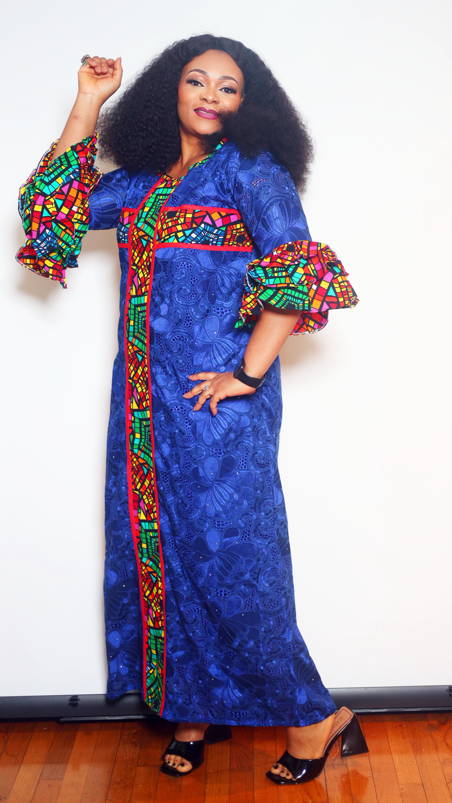 Lace/Ankra dress Color: Royal blue/red
