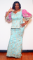 2PC raw silk  dress         Color: light blue/ pink sleeve