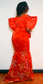 Flower silk dress         Color: Orange