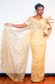 Silk red carpet dress Side drape         Color: Gold